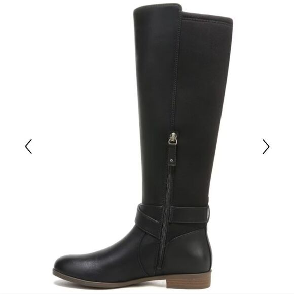 New Dr Scholl's Rate Tall Boot black leather knee-high riding boot elastic 6 - Picture 4 of 9